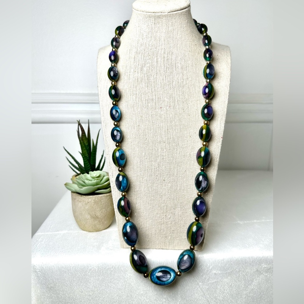 ❌SOLD 💜Vintage Beaded Necklace - Picture 2 of 7